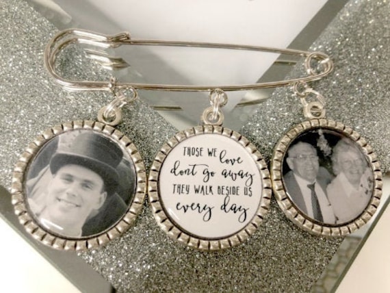 Memorial Memory wedding photo charm kilt pin bouquet charm groom boutonniere personalised those we love don't go away gift for him her bride