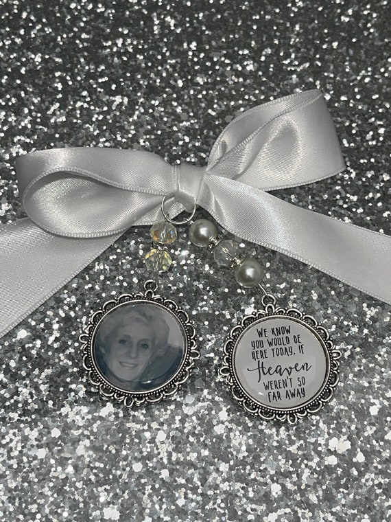 We know you would be here if heaven weren't so far away.Loving memory memorial charm locket brooch.Personalised with any photo.bride,wedding