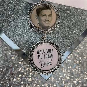 Walk With Me Today/Loving Memory/Memorial Charm/Locket/Brooch/Personalised With Any Photo/Bride/Wedding image 5