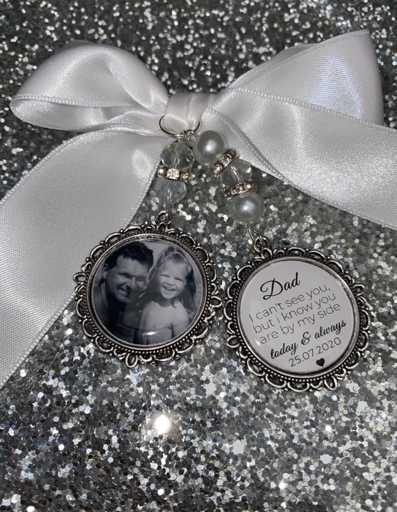 Heaven those we love memory bouquet charm Photo Charm Wedding Charm memory charm wedding bride something blue