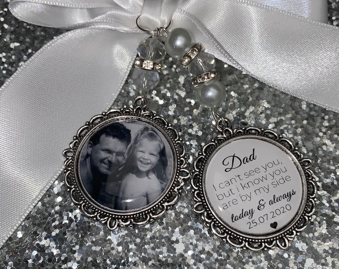 Heaven those we love memory bouquet charm Photo Charm Wedding Charm memory charm wedding bride something blue
