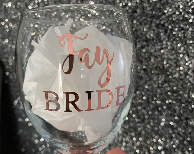 Personalised WINE GLASS SIZE transfers decal wedding hen do bridal bride do it your self diy champagne wine glass vinyl sticker rose gold