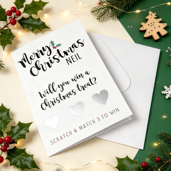 Personalised Christmas Scratch Card/Blow Job Reveal/Naughty Funny Rude Christmas Card/Secret Santa Surprise Gift/Adult Humour Card