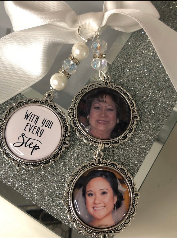 Memory memorial heaven charm bridal bouquet heaven so far away those we love dont go away photo pearl beads with you every step