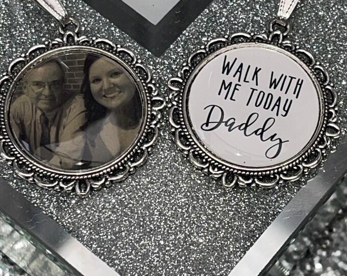 Bridal Shoe Clips/Bridal Shoe Charms/ Memory/Memorial Photo Charm/Heaven Charm/Walk With Me Today/Custom//Something Blue bouquet charm