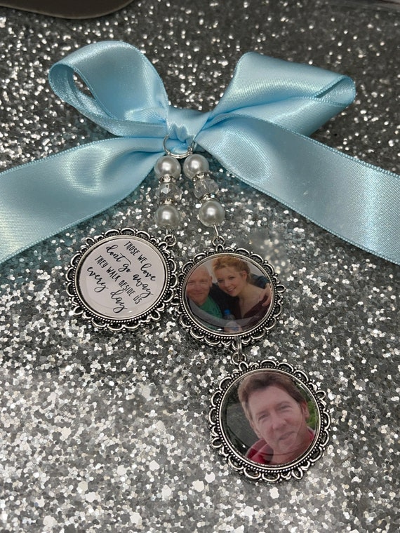 Memory memorial heaven charm bridal bouquet heaven so far away those we love dont go away photo pearl beads memory charm