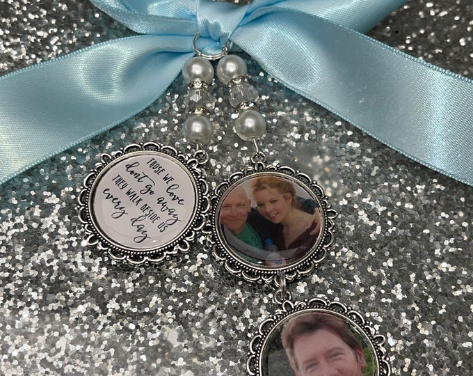 Memory memorial heaven charm bridal bouquet heaven so far away those we love dont go away photo pearl beads memory charm
