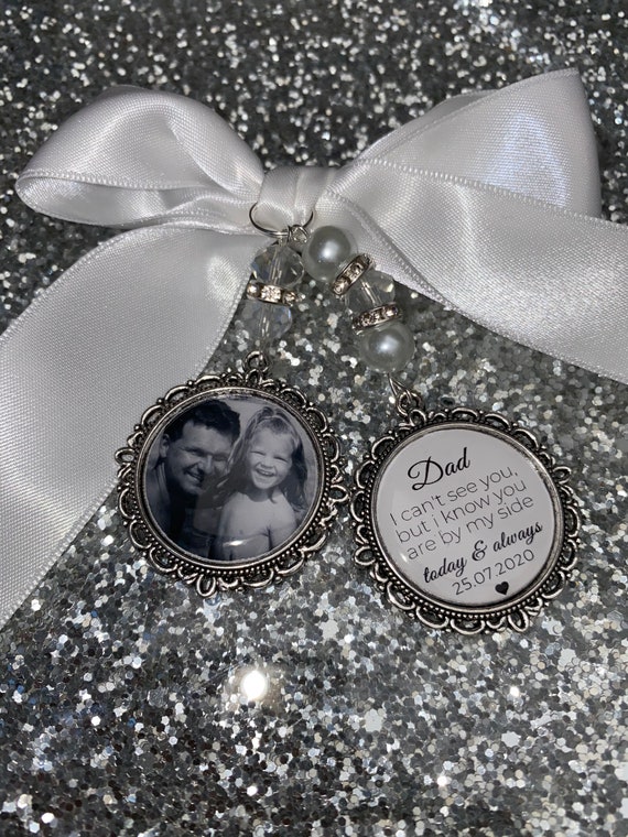 Walk with me today dad memory bouquet charm Photo Charm Wedding Charm
