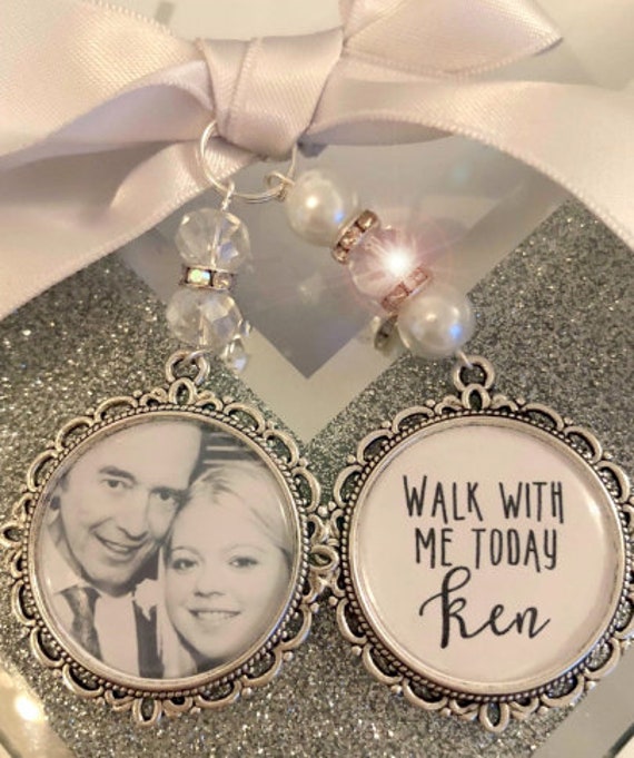 Walk with me today step dad uncle any name loving memory charm locket brooch.Personalised with any photo.Ideal for wedding,bride.memorial