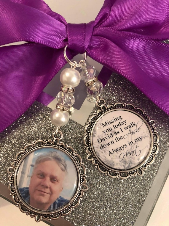 Missing you as I walk down the aisle memory charm locket Personalised with any photo.Ideal for wedding,bride.memorial bouquet charm