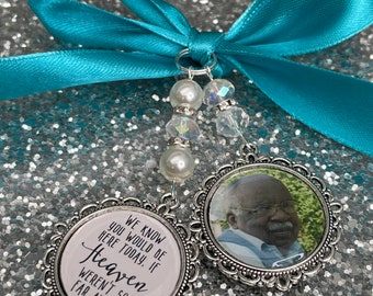 We know you would be here if heaven weren't so far away.Loving memory memorial charm locket brooch.Personalised with any photo.bride,wedding