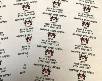 65 x Personalised Disney Wedding Favour Labels Stickers Decals/Mickey Mouse/Minnie Mouse/Happily Ever After/Thank You/Favours/Invitations