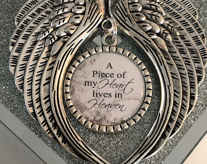 Christmas In Heaven family In Loving Memory/Memorial/Xmas Tree Ornament/Bauble Decoration/Silver Angel Wings/A Piece of My Heart/Holidays
