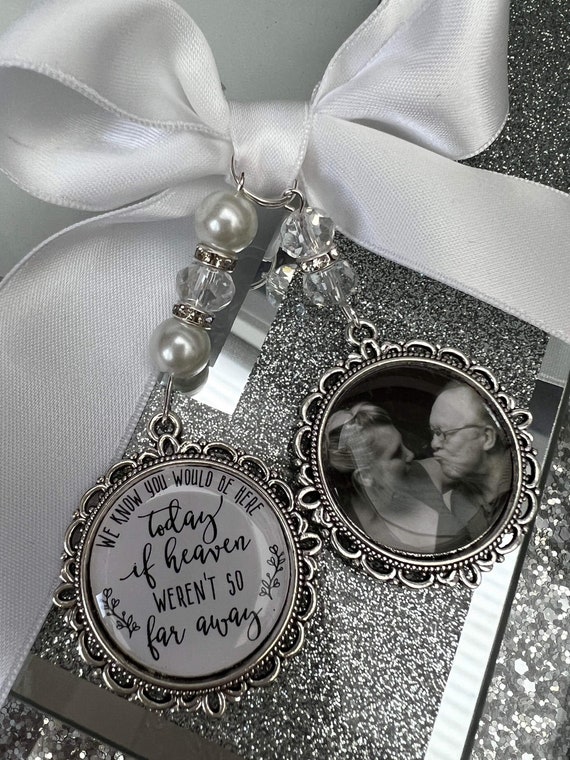If Heaven Weren’t So Far Away/Loving Memory/Memory Charm/Memorial/Locket/Brooch/Personalised With Any Photo/Bride/Wedding/Heaven/Keepsake