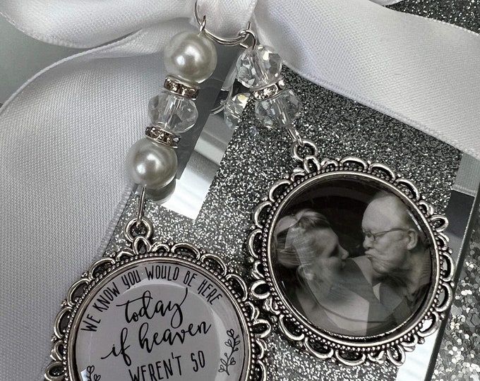 If Heaven Weren’t So Far Away/Loving Memory/Memory Charm/Memorial/Locket/Brooch/Personalised With Any Photo/Bride/Wedding/Heaven/Keepsake