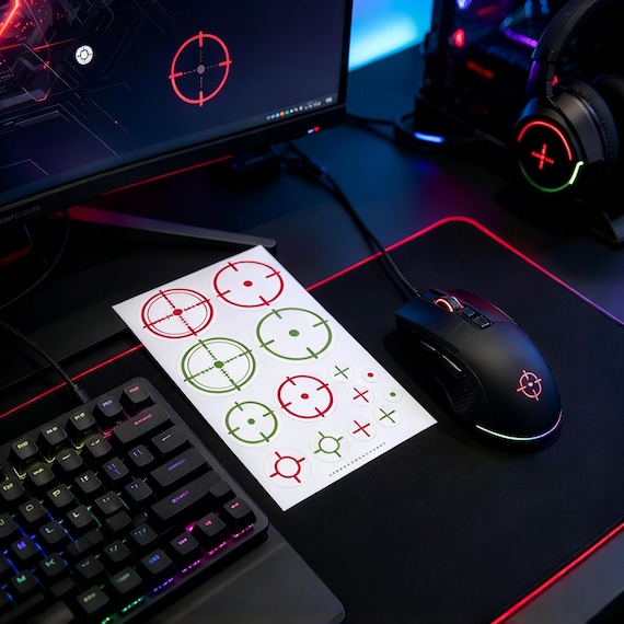 Gaming Monitor Crosshair Decals/TV Quick Scope/FPS Pro Aim Sight Assist Stickers Set/Gamer Mod/Gaming Mod Hack/Removable/Stocking Filler