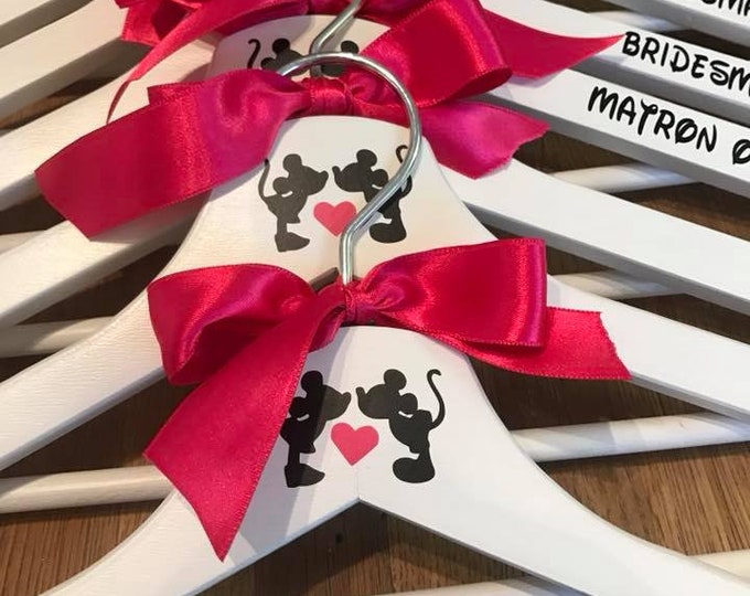 Personalised wedding dress hanger. Disney Mickey Minnie Vinyl transfers sticker personalized custom hanger DIY. Hanger NOT included. Bride