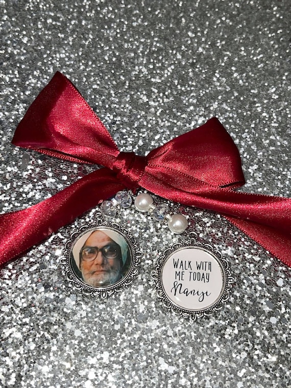 Walk With Me Today Nanaji Naniji/Loving Memory Charm/Locket/Brooch/Personalised/Photo/Bride/Memorial Keepsake/Swarovski/Indian Wedding/