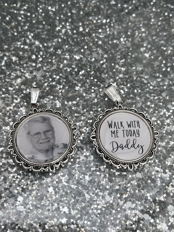 Bridal Shoe Clips/Bridal Shoe Charms/ Memory/Memorial Photo Charm/Heaven Charm/Walk With Me Today/Custom/Bride/Wedding/Bouquet charm
