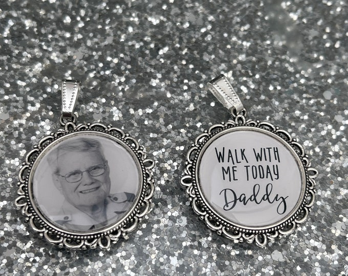 Bridal Shoe Clips/Bridal Shoe Charms/ Memory/Memorial Photo Charm/Heaven Charm/Walk With Me Today/Custom/Bride/Wedding/Something Blue