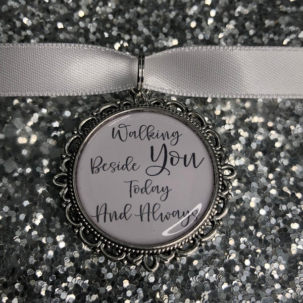 Walking beside you today Dad loving memory charm locket brooch..Ideal for wedding,bride.memorial keeps