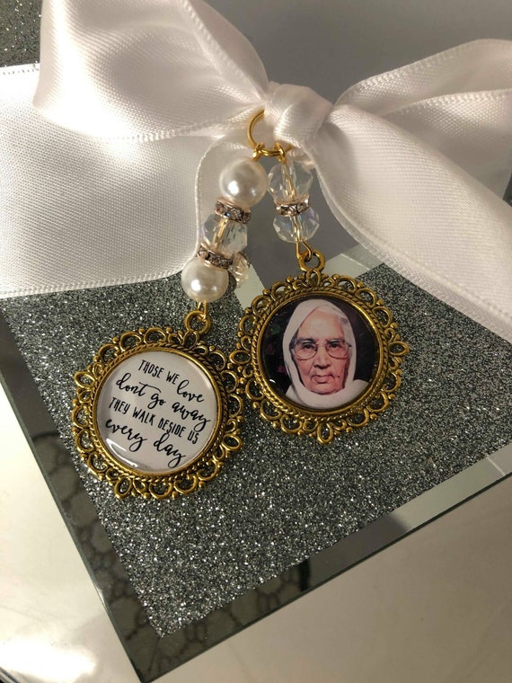 Indian Asian wedding gold loving memory charm locket brooch.Personalised photo.wedding,bride.memorial keepsake,those we love dont go away
