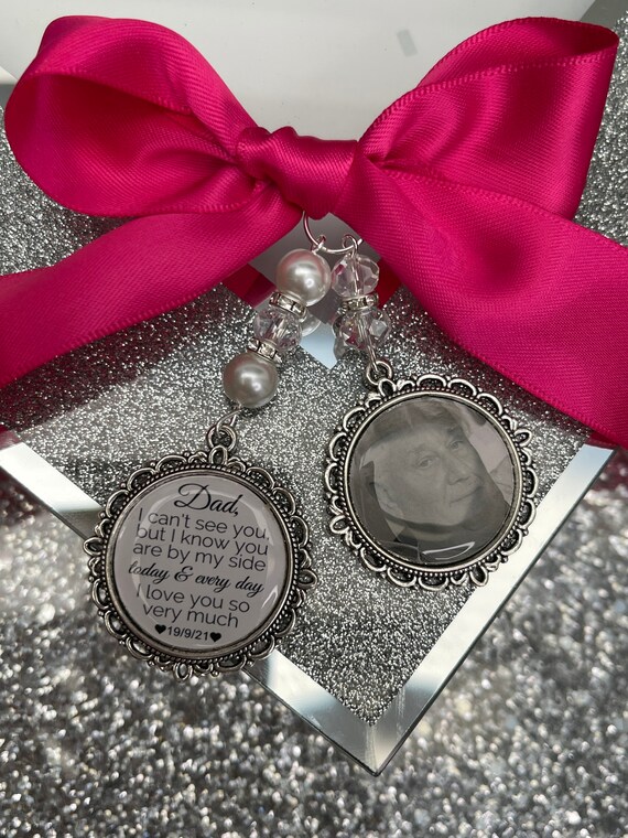 Wedding bouquet memorial bereavement bridal keepsake gift memory bouquet charm heaven photo charm Photo charm