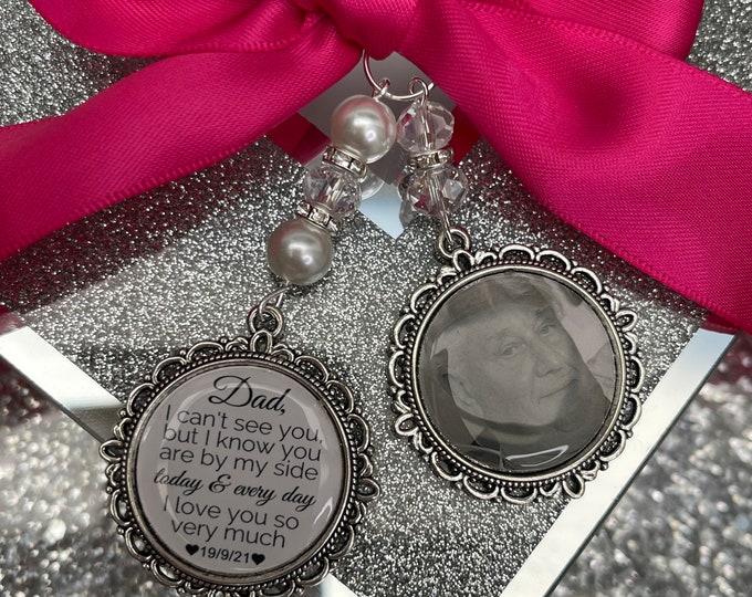 Wedding bouquet memorial bereavement bridal keepsake gift memory bouquet charm heaven photo charm Photo charm