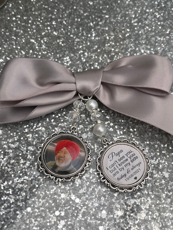 Heaven those we love memory bouquet charm Photo Charm Wedding Charm memory charm wedding bride something blue dad
