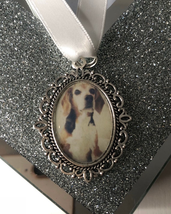 Pet Loss Oval Memory Remembrance Charm, Locket, Brooch Personalised With Any Photo/Keepsake With Ribbon/Wedding Flower Bouquet Bride