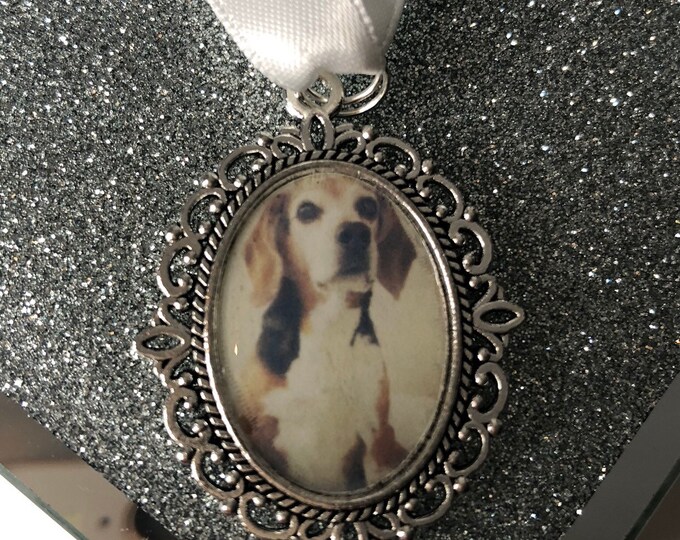 Pet Loss Oval Memory Remembrance Charm, Locket, Brooch Personalised With Any Photo/Keepsake With Ribbon/Wedding Flower Bouquet Bride
