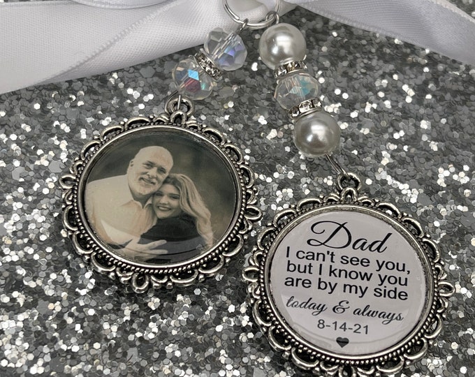 Walk with me today dad memory bouquet charm Photo Charm Wedding Charm