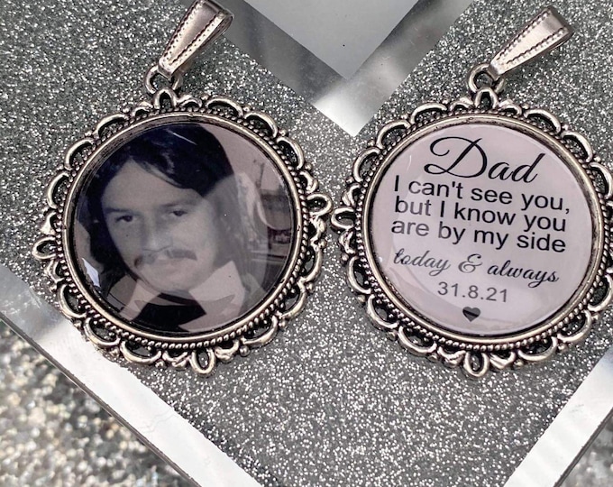 Bridal Shoe Clips/Bridal Shoe Charms/ Memory/Memorial Photo Charm/Heaven Charm/I Cant See You/Custom/Bride/Wedding/Bouquet charm