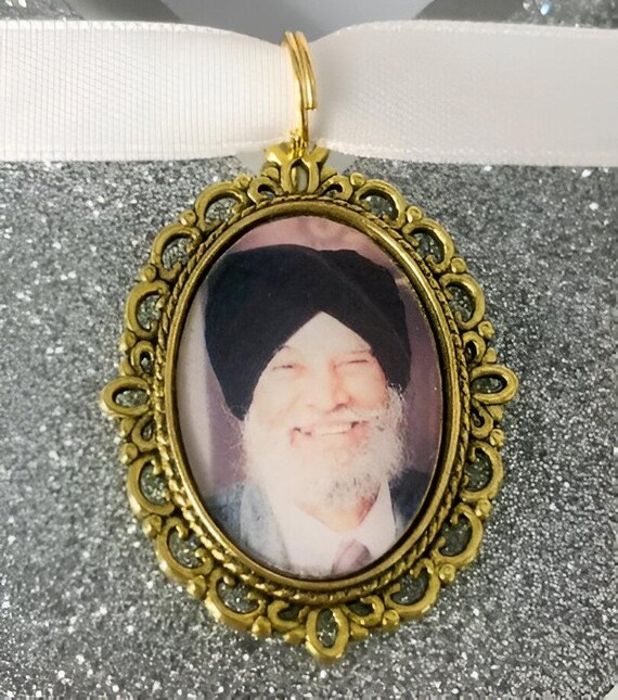 Personalised Gold Wedding Bouquet Photo Charm, Memorial Keepsake, Indian Asian Wedding