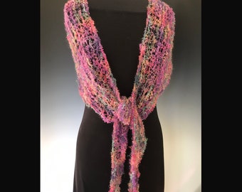 Lightweight Mohair Boucle Shawl/scarf Hand Knit by Gini Steele