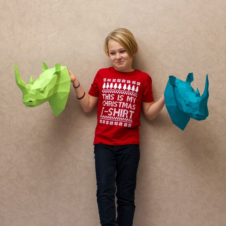 Rhino Trophy Head 3D Head Wall Decor Cardboard Rhino Etsy