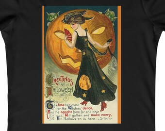 Halloween 1930's Advertisement Tshirt Women Pumpkins Jack O Lantern
