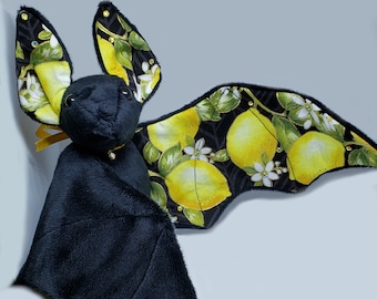 Large Bat Plush Stuffed Animal BeeZeeArt 'Lemonade' 16in Wingspan Fruit Spring Summer Easter