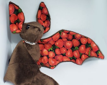 Large Bat Plush Stuffed Animal BeeZeeArt 'Chocolate Strawberry' 16in Wingspan