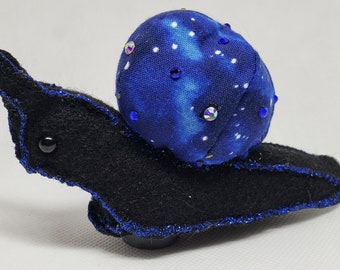 Snail Plushie Magnet Felt Cotton Rhinestones DelilahIris Woodland Creature Insect Bug Galaxy Pattern Stars