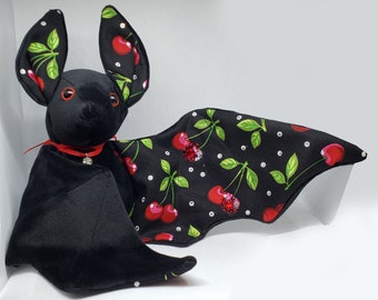 Large Bat Plush Stuffed Animal BeeZeeArt 'Cherry' 16in Wingspan