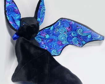 Large Bat Plush Stuffed Animal BeeZeeArt 'Bluey' 16in Wingspan