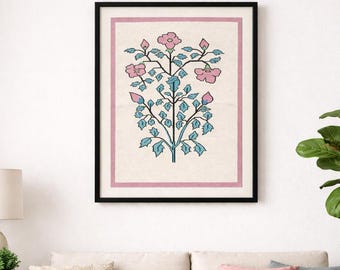 Handwoven Cotton Wall Hanging | Pink Natural Dye Textile Art | Tribal Geometric Decor