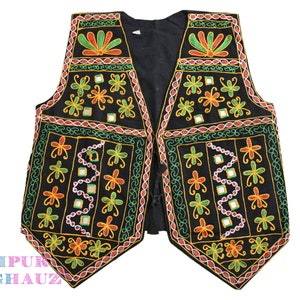 Vintage Embroidered Kantha Jacket: 1970s Boho Hippie Vest