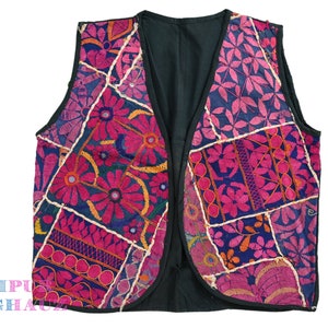 Vintage Kantha Jacket: 1970s Embroidered Boho Hippie Vest