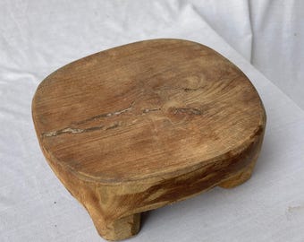 Vintage Rustic Wood Riser Stand, Handcrafted Wooden Pedestal Display, Boho Farmhouse Decor