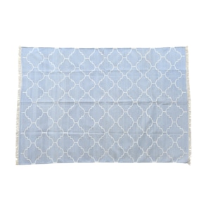 Handmade Cotton Dhurrie Rug: Purple Trellis, Reversible Area Rug