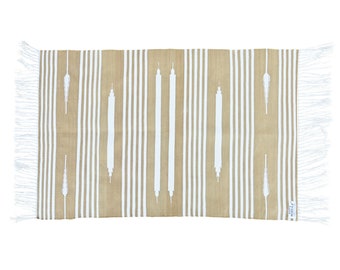 Handmade Cotton Dhurrie Rug: Yellow Reversible Indian Door Mat (2x3 ft)