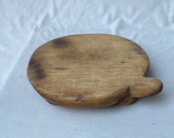 Hand-Carved Rustic Wood Riser, Farmhouse Display Tray, Vintage Natural Wooden Pedestal Home Decor