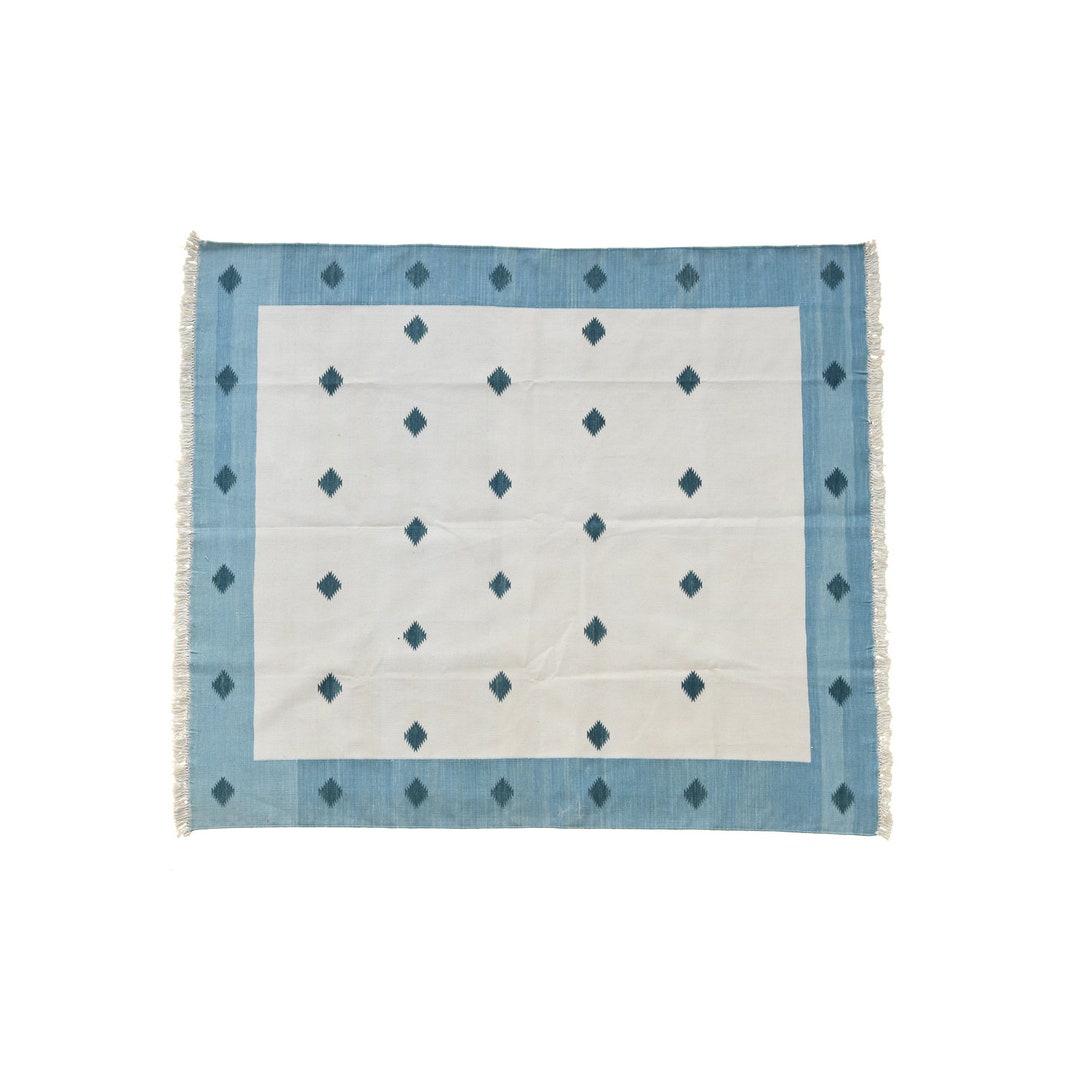 Modern Handmade Cotton Area Rug. Indian Dhurrie Rug Reversible Light ...